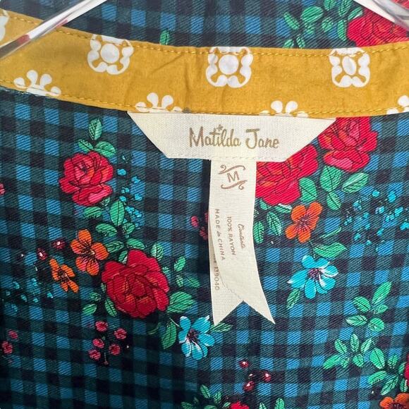 Matilda Jane Fa La La Shirt Dress Layering Top FLAW Gingham Plaid Rose Medium - Picture 6 of 7